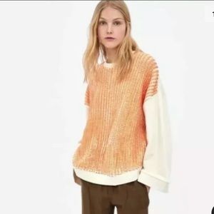 Zara Orange Sweater Sweatshirt Long Bell Sleeves S